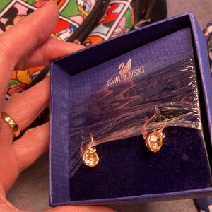 Swarovski Yellow Crystal Earrings Rose Gold NEW IN BOX